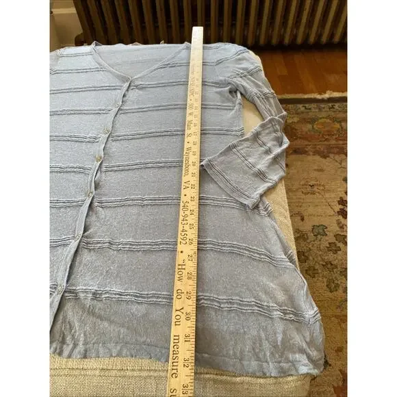 Soft Surroundings XL LINEN Vicose Gauze Cardigan Duster Light Blue Button Up - Picture 11 of 13